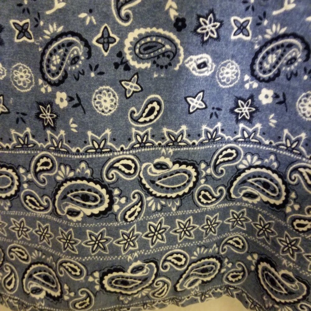 Sleeveless Denim  Maxi Dress with block paisley bottom. Size M/L - Picture 9 of 9